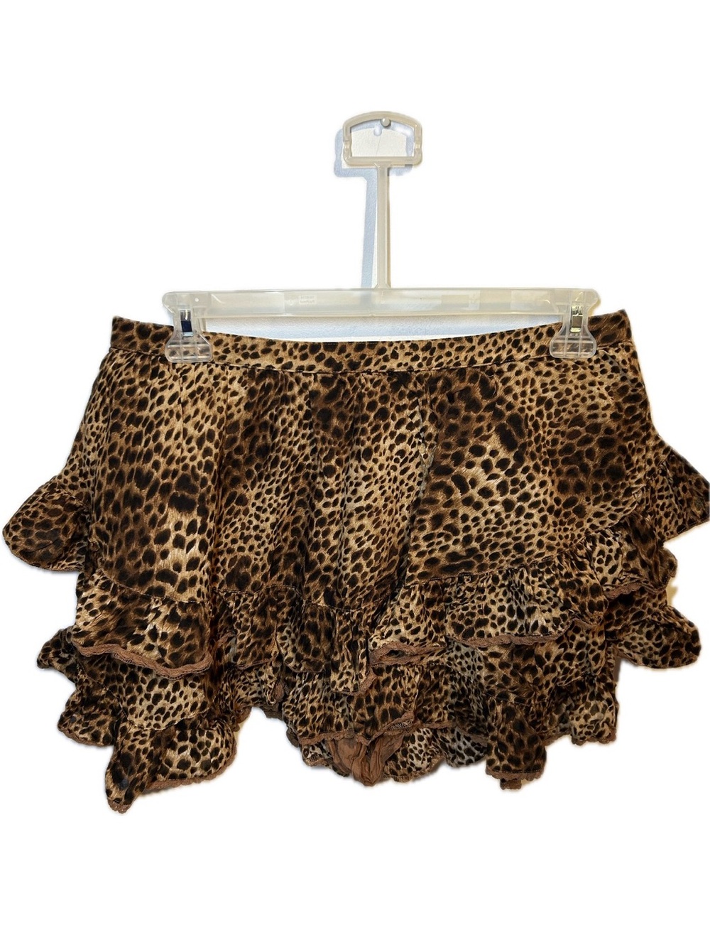aerie Leopard Print Ruffle Mini Skort - Brown